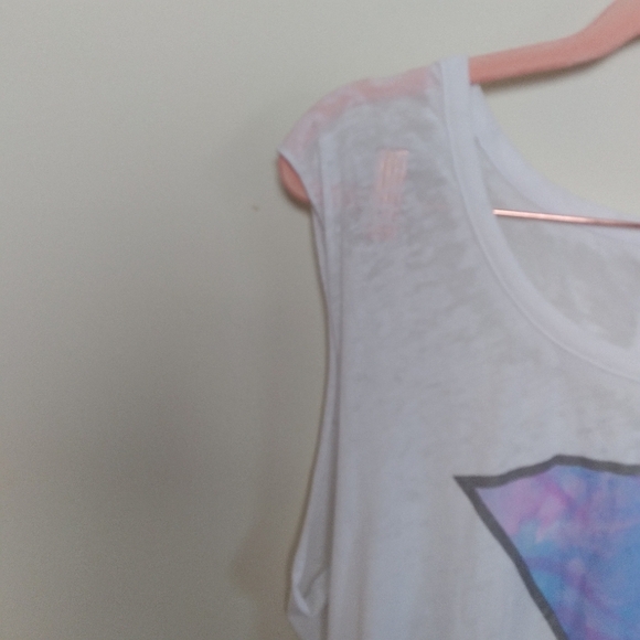 Chaser White Sleeveless Burnout Pyramid Tie Dye Graphic Tank Top Size Large - Picture 5 of 8